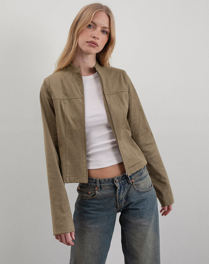 Giacca Mandy in finto camoscio noce