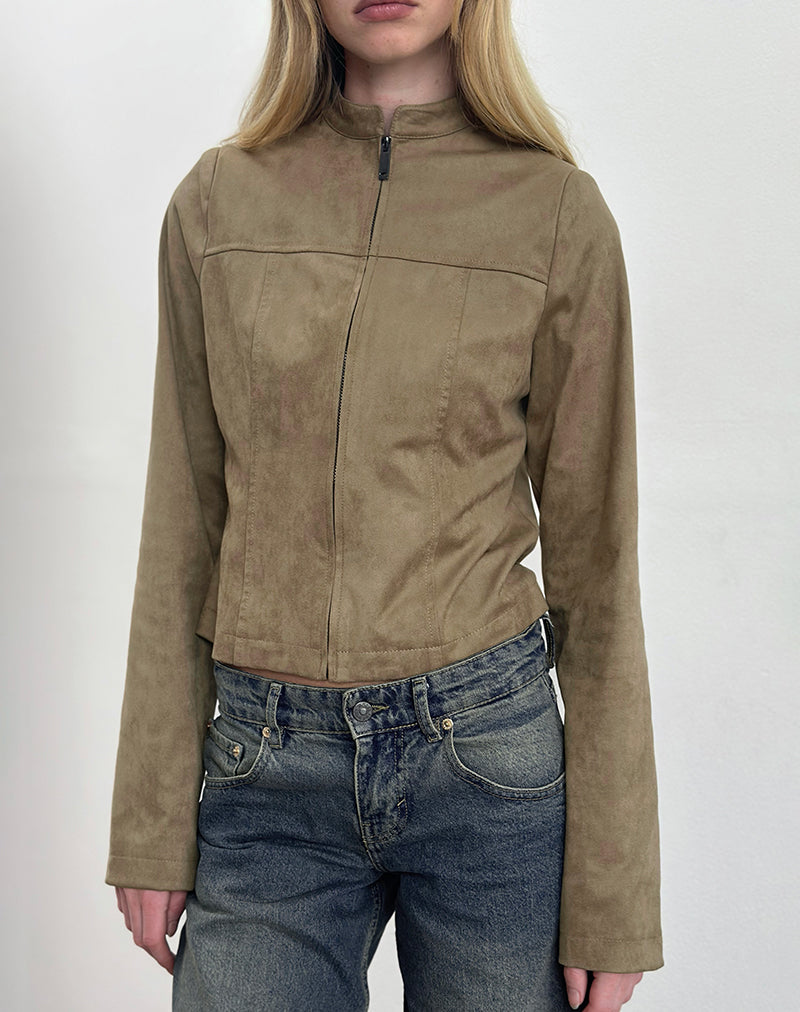 Giacca Mandy in finto camoscio noce