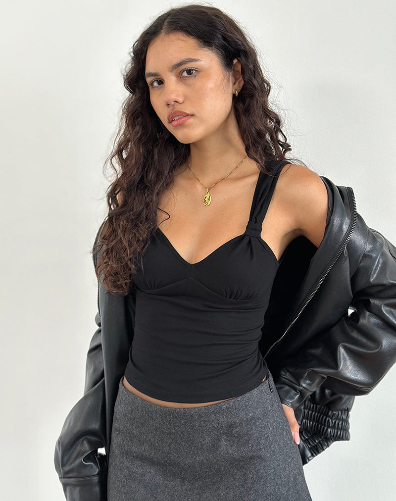 Immagine di Mantha Knot Shoulder Top in nero