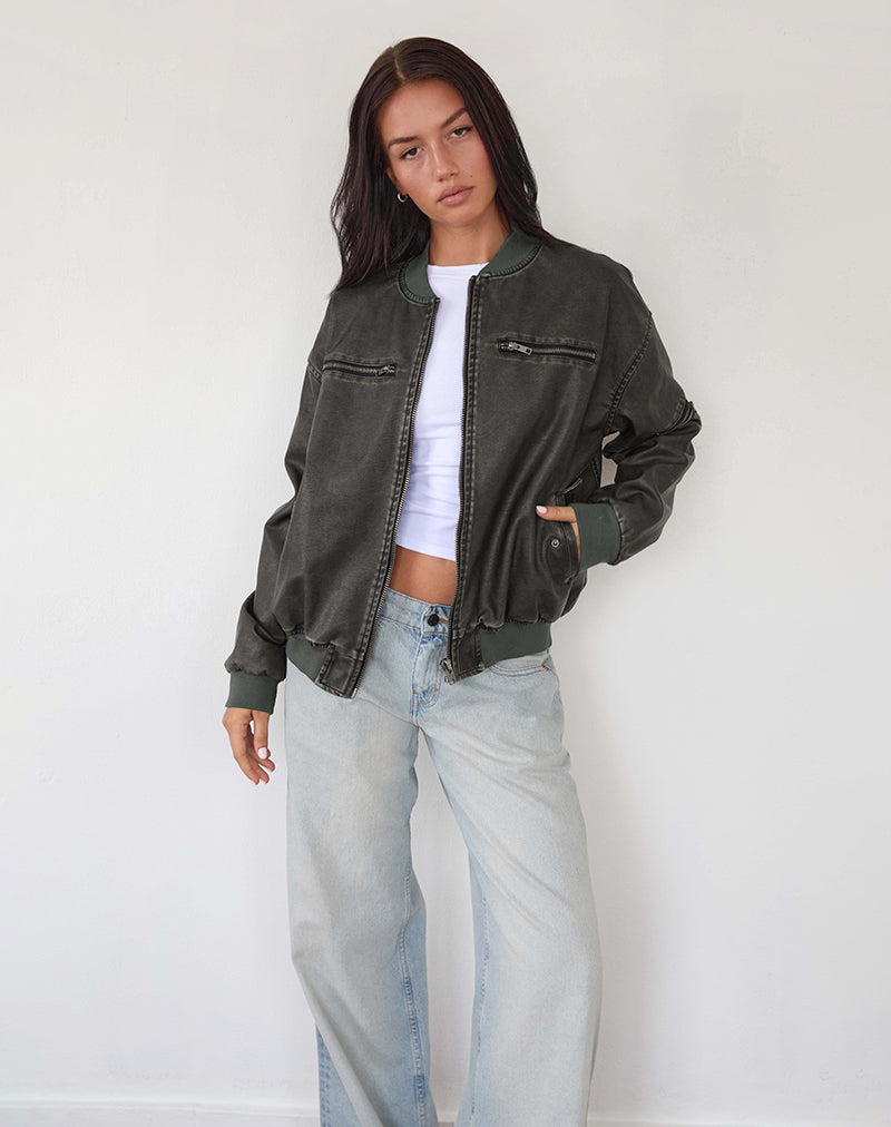 Giacca bomber Marco Distressed in PU Charcoal