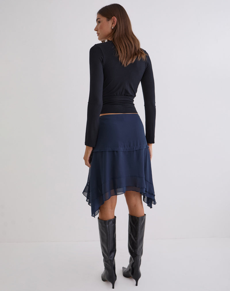 Image of Marella Midi Skirt in Chiffon Blue Graphite