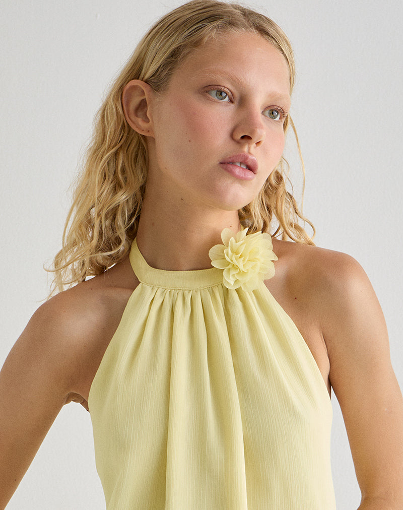Mini abito Margaux in chiffon, limone