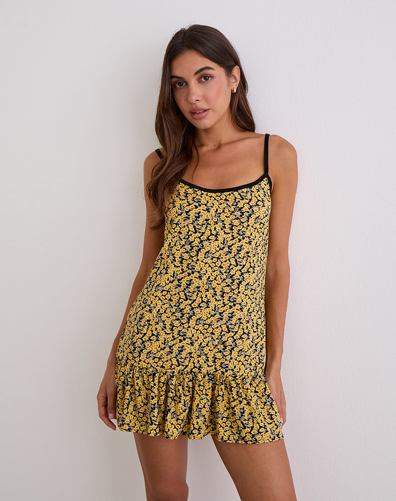 Mini abito Marige con scollo rotondo in Mini Bloom Yellow