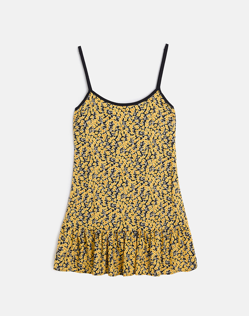 Mini abito Marige con scollo rotondo in Mini Bloom Yellow