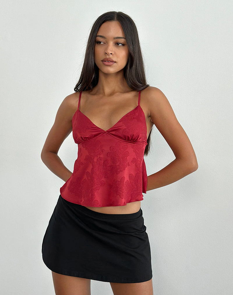 Top Marinda in raso jacquard bordeaux
