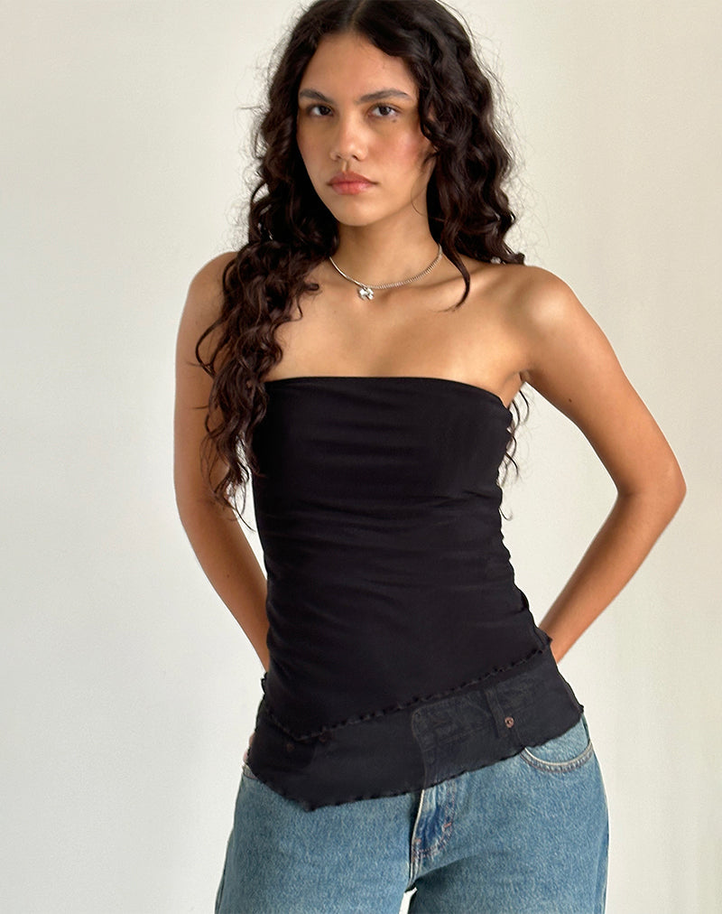 Top a tubo asimmetrico lungo Marissa in nero
