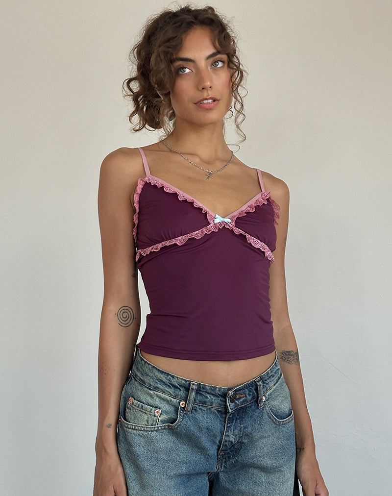 Top con spalline Marjorie in bacche lisce e scivolose