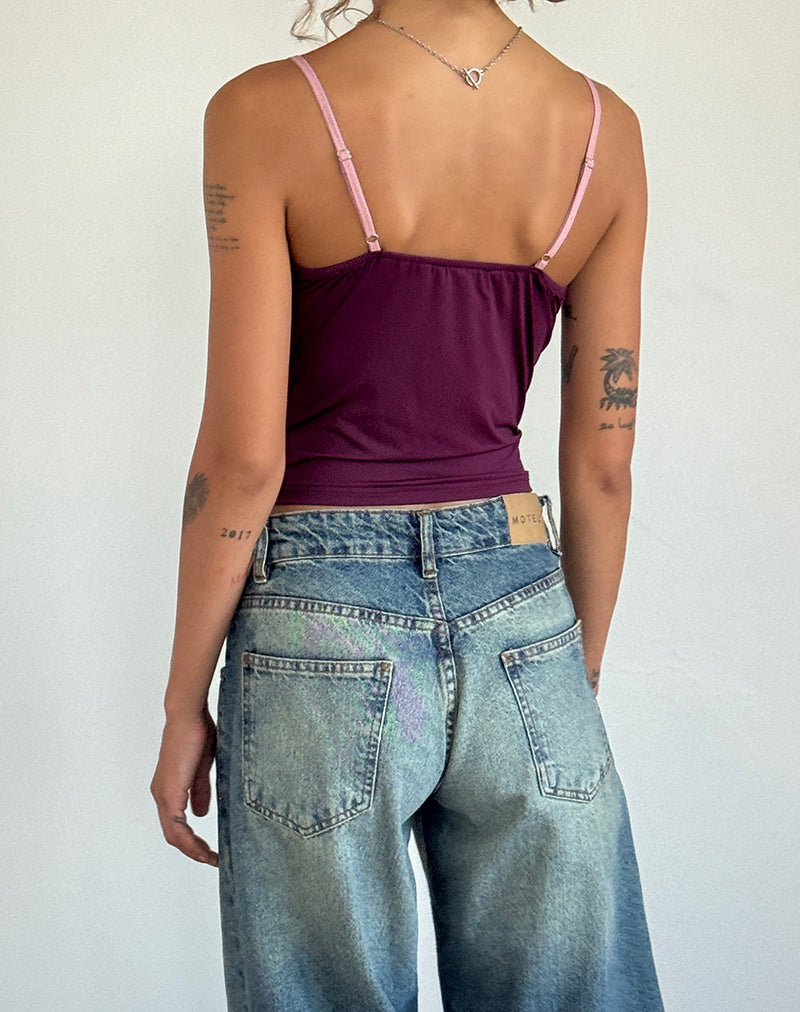 Top con spalline Marjorie in bacche lisce e scivolose