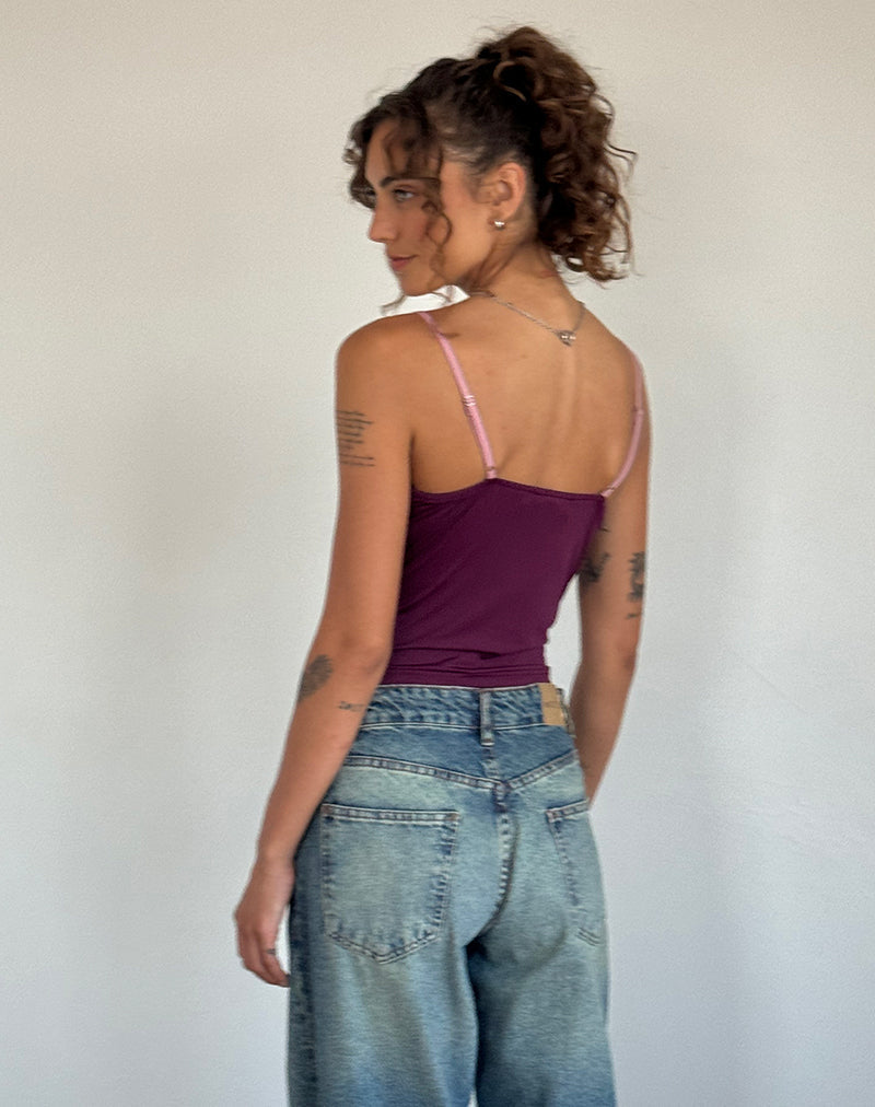 Top con spalline Marjorie in bacche lisce e scivolose