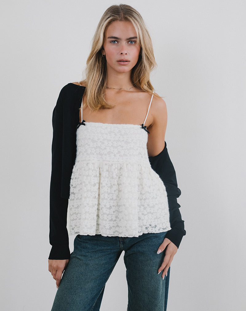 Top Cami Marreta in pizzo Dahlia Avorio
