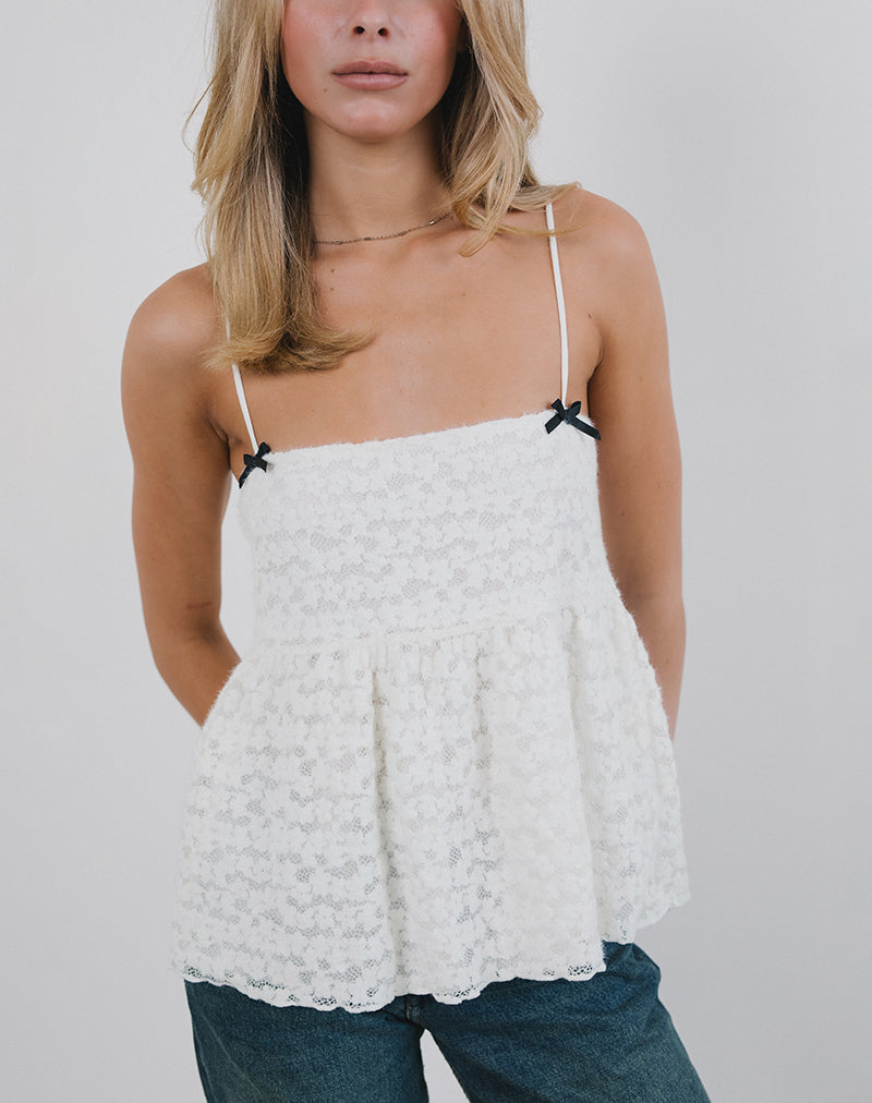 Top Cami Marreta in pizzo Dahlia Avorio