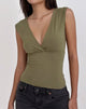 Image of Marti V-Neck Top in Jersey Khaki