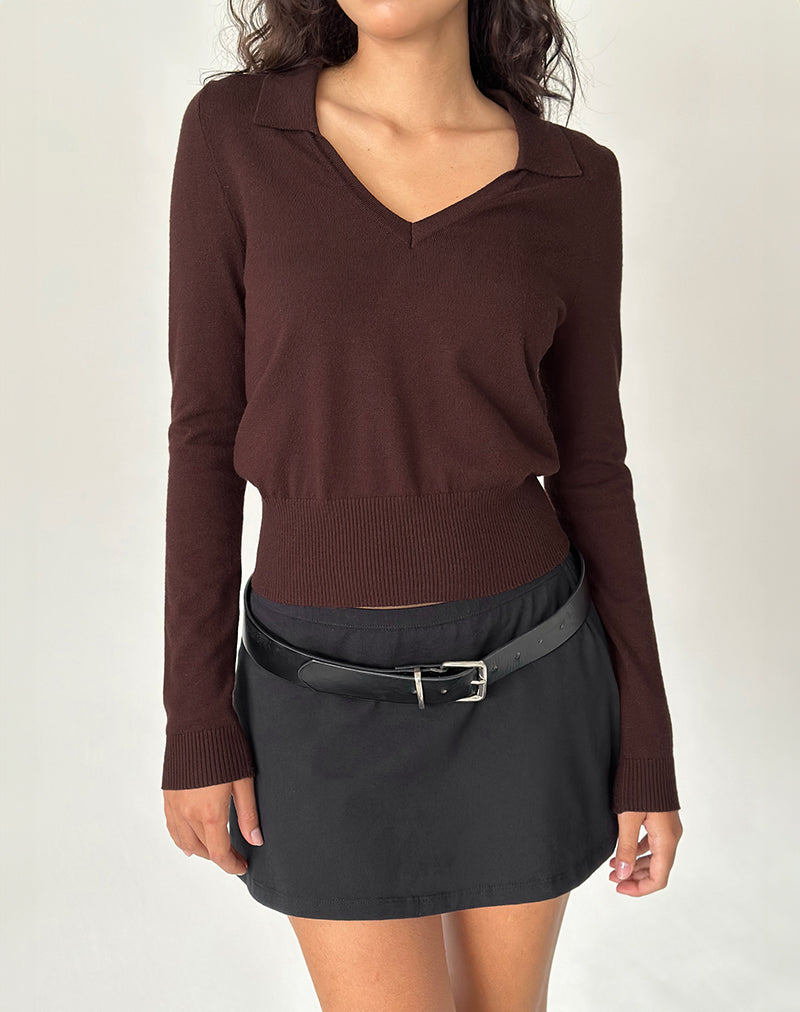 Maryse - Top in maglia a maniche lunghe in marrone