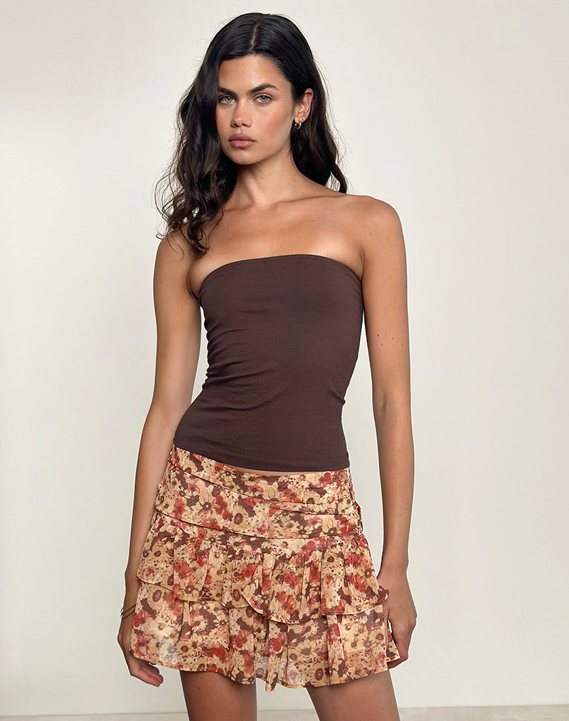 Minigonna Masama in chiffon a fiori arrugginiti