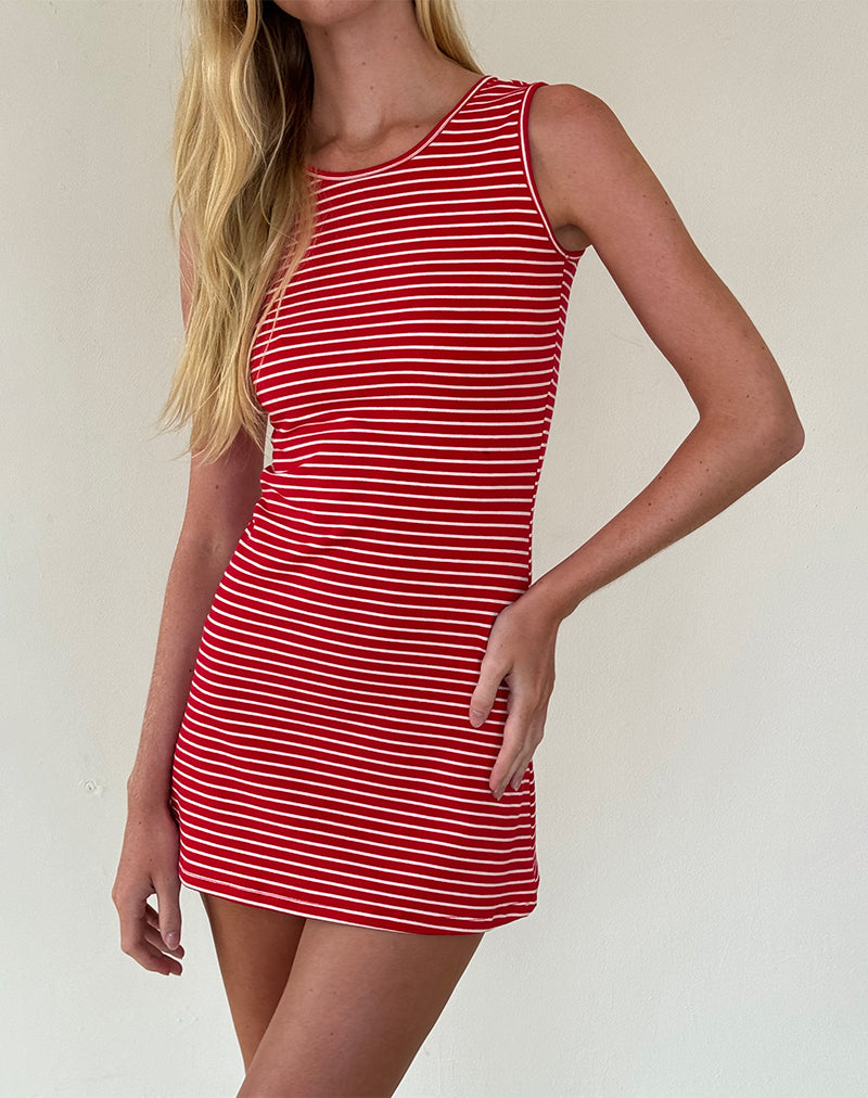 Immagine di Masha, miniabito in jersey a righe bianche e rosse