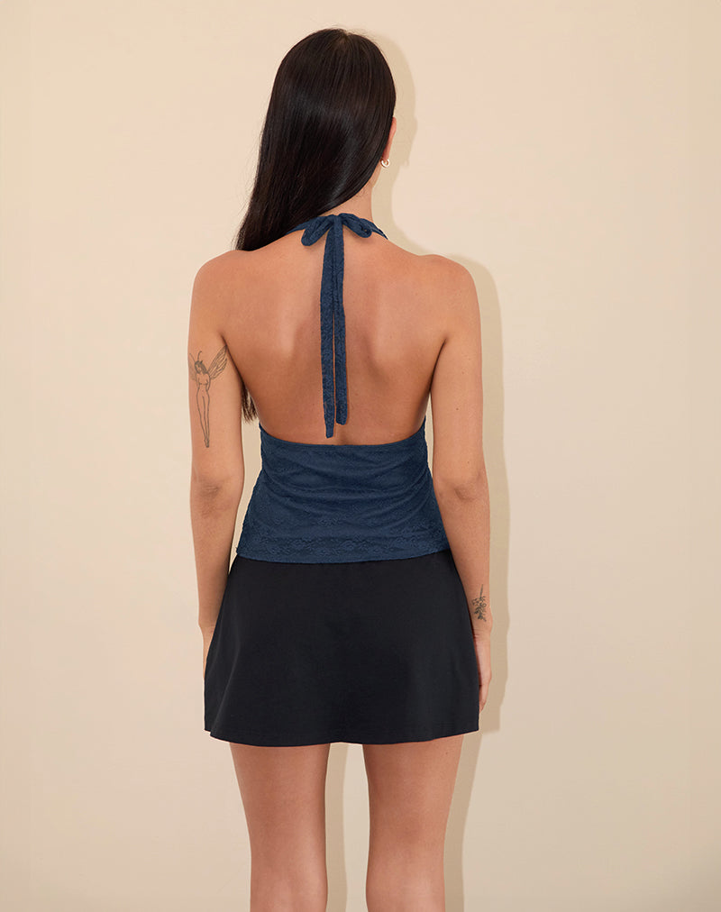 Immagine di Matua Halter Top in pizzo trifoglio Navy