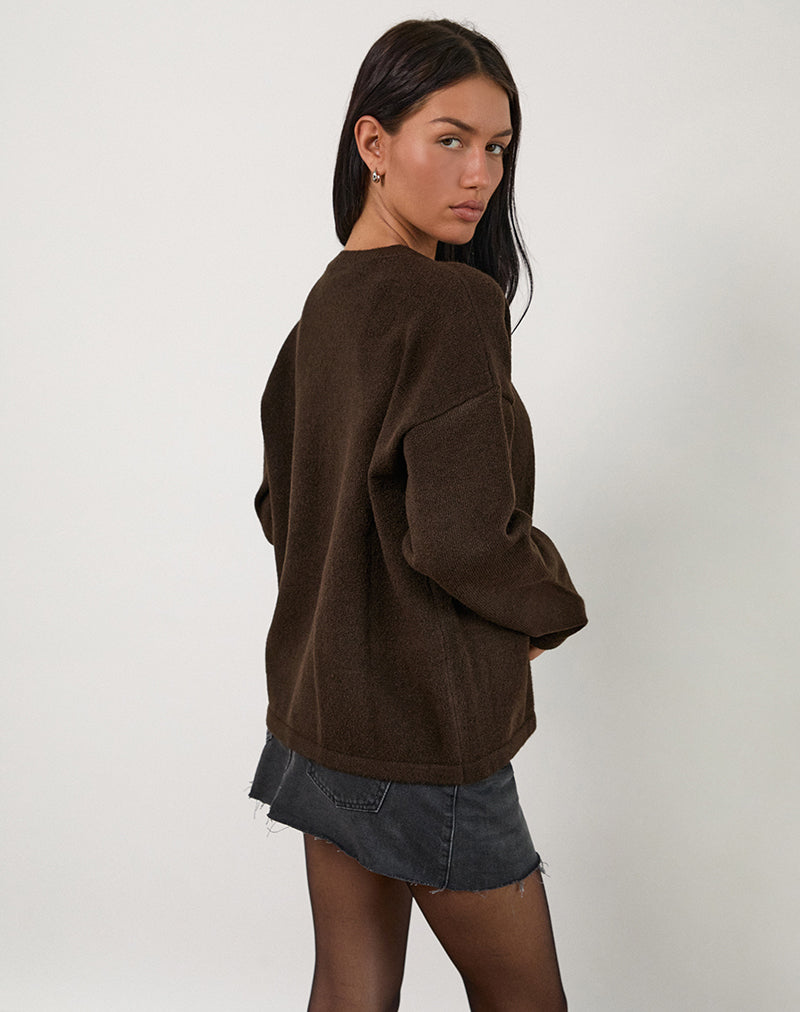 Immagine del cardigan Maureen in marrone cioccolato