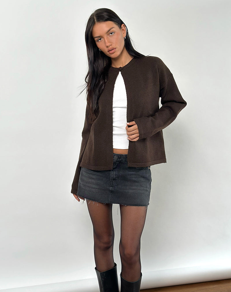Immagine del cardigan Maureen in marrone cioccolato
