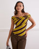 Immagine di Maurisia Top off shoulder a righe retrò giallo
