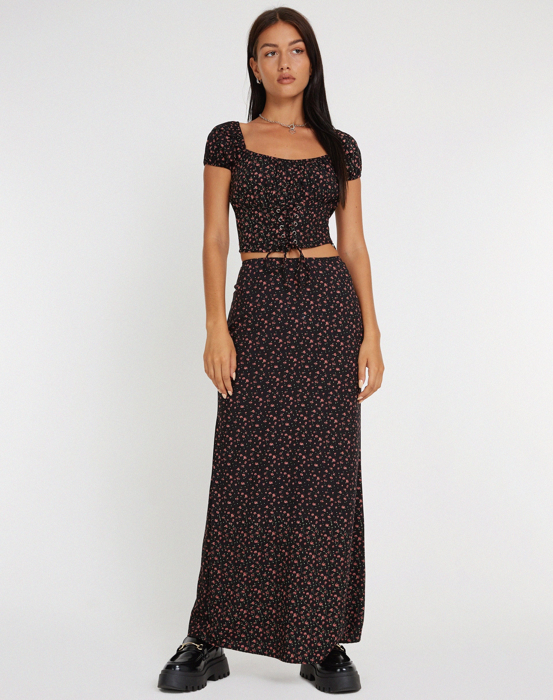 immagine di Mave Crop Top in rosa scuro e nero