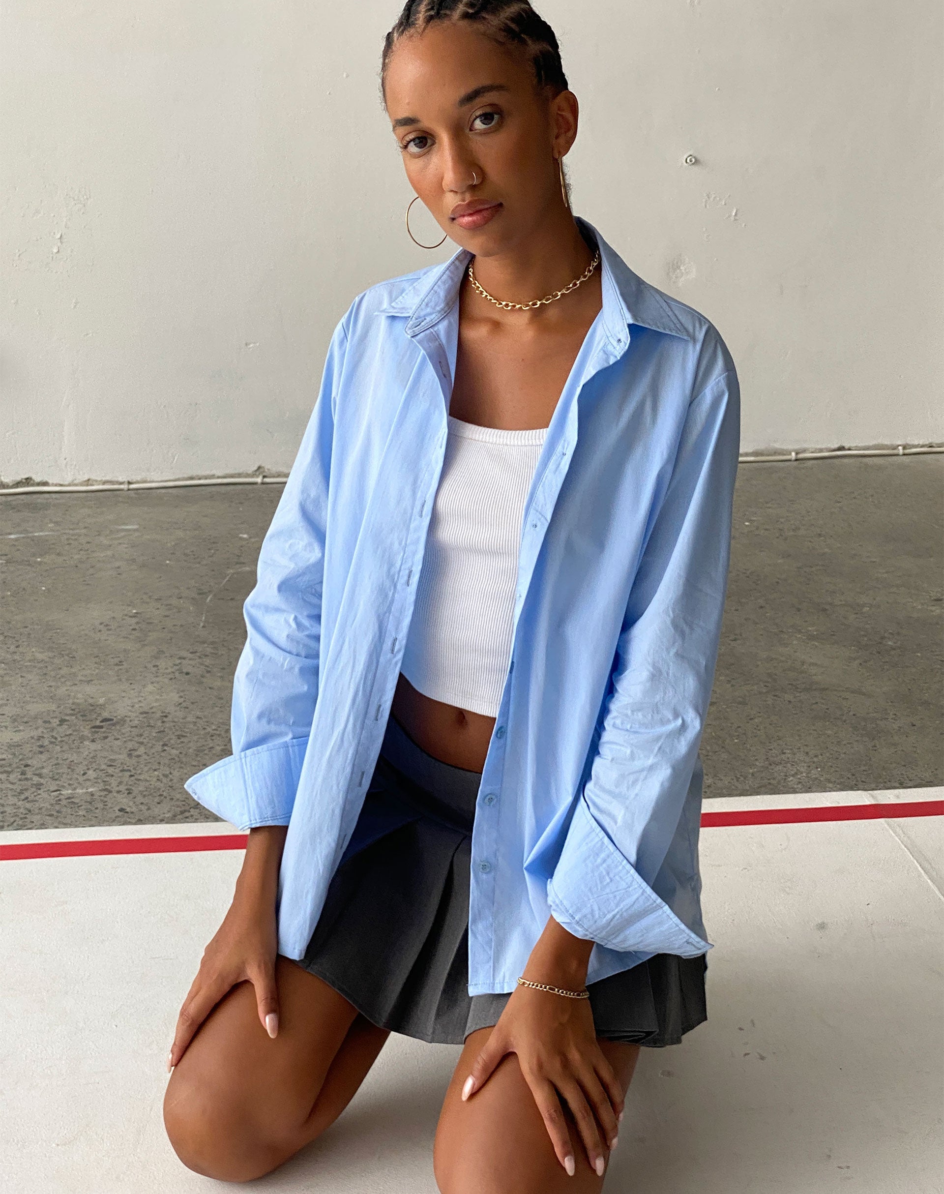 Immagine di Mavis Button Up Shirt in Popeline Sky Blue