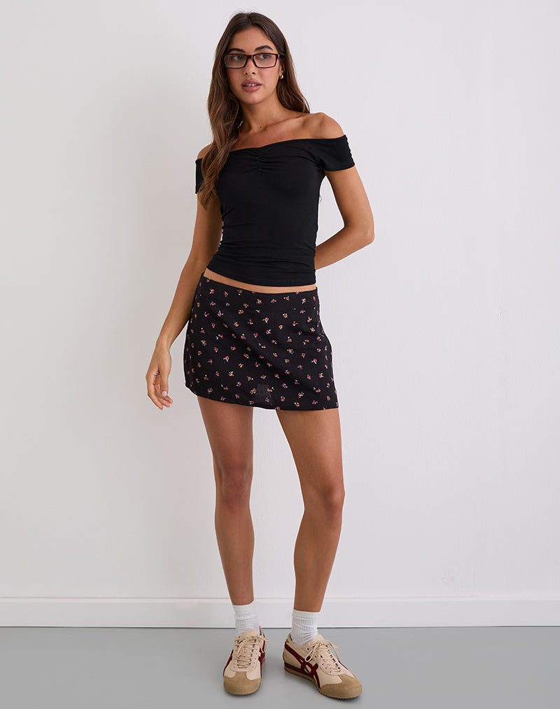 Haruto Skort in Ditsy Rose Garden Nero