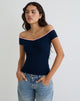 Immagine Mayomi - Top off the shoulder in blu scuro con rilegatura rosa
