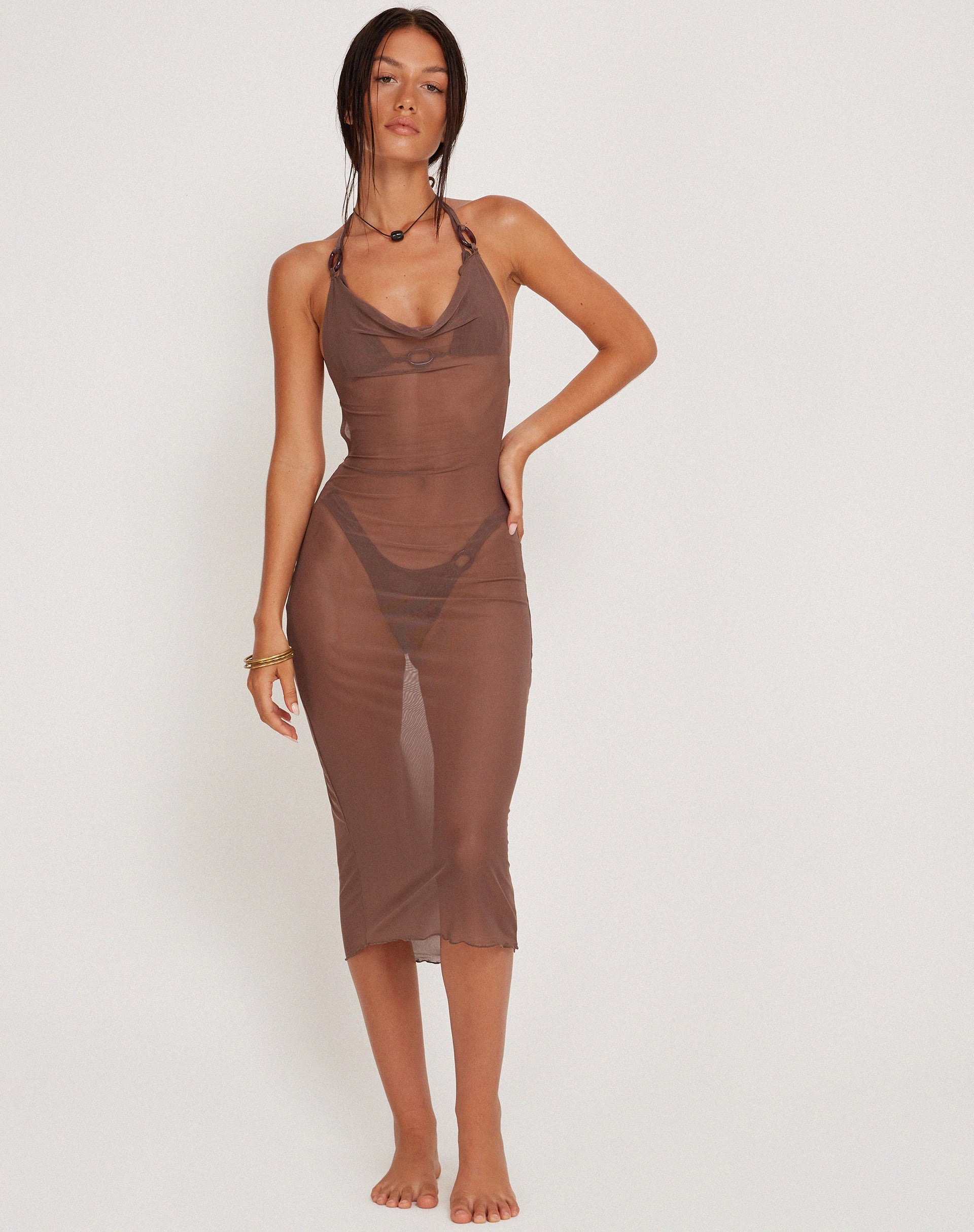 Immagine di Maysa Midi Dress in rete Caffè
