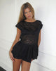 Immagine di Mayumi Top sfoderato in pizzo peplum nero