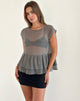 Immagine di Mayumi Peplum Top in chiffon grigio