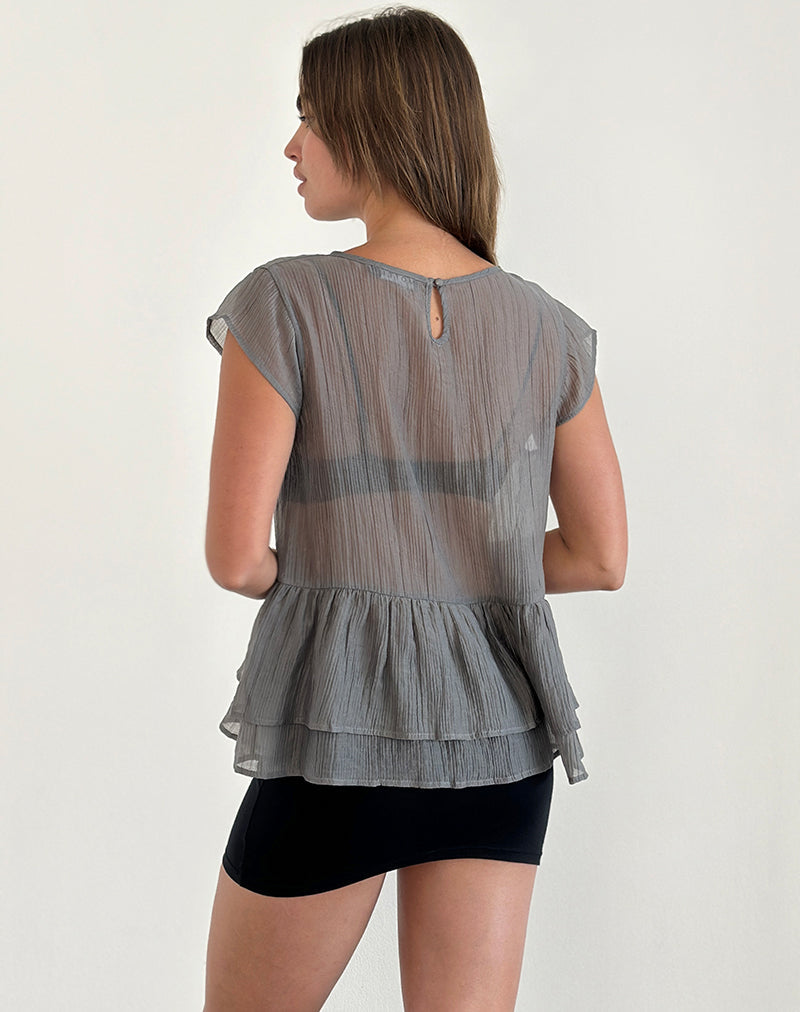 Immagine di Mayumi Peplum Top in chiffon grigio