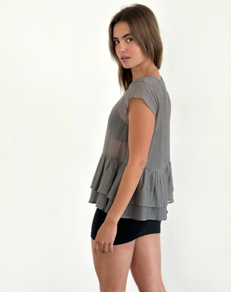 Immagine di Mayumi Peplum Top in chiffon grigio