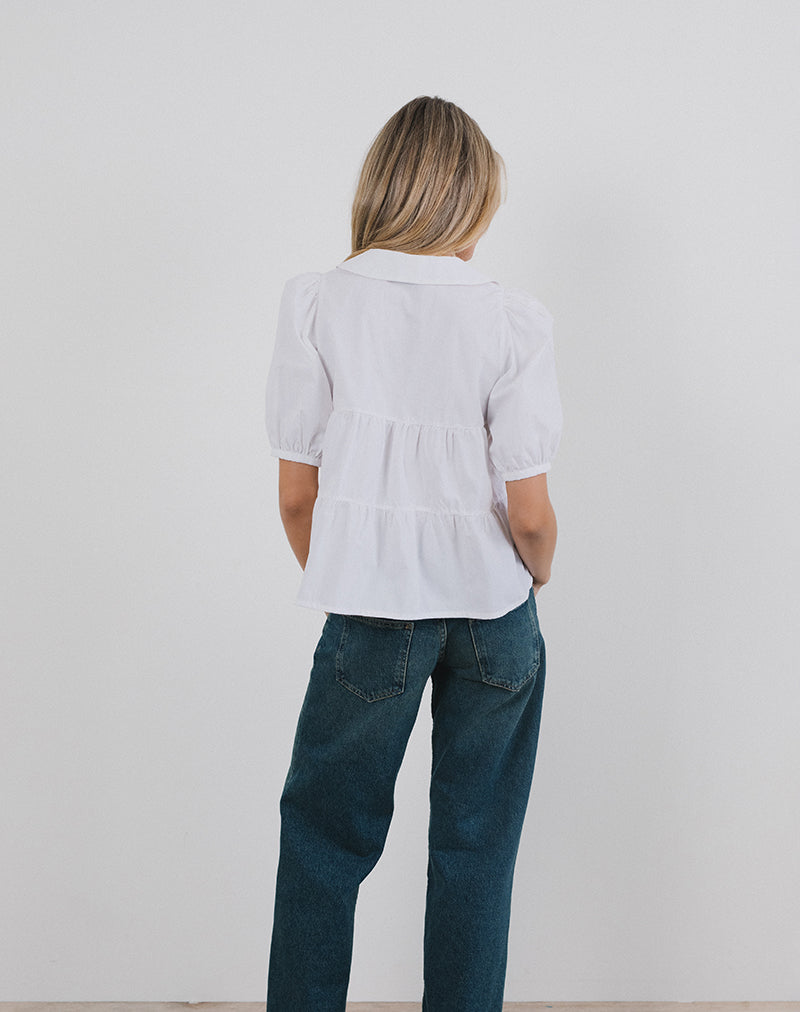 Immagine di Medda Camicia con maniche a sbuffo in popeline bianco