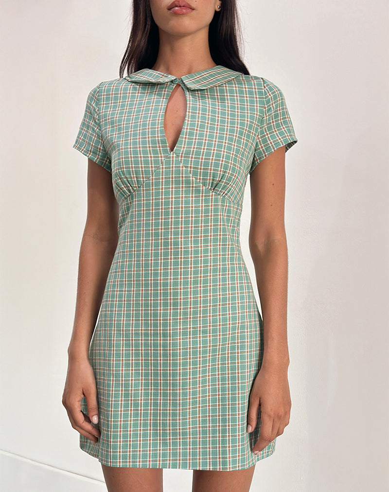 Immagine di Medora Mini Abito con buco della serratura in Teal Check