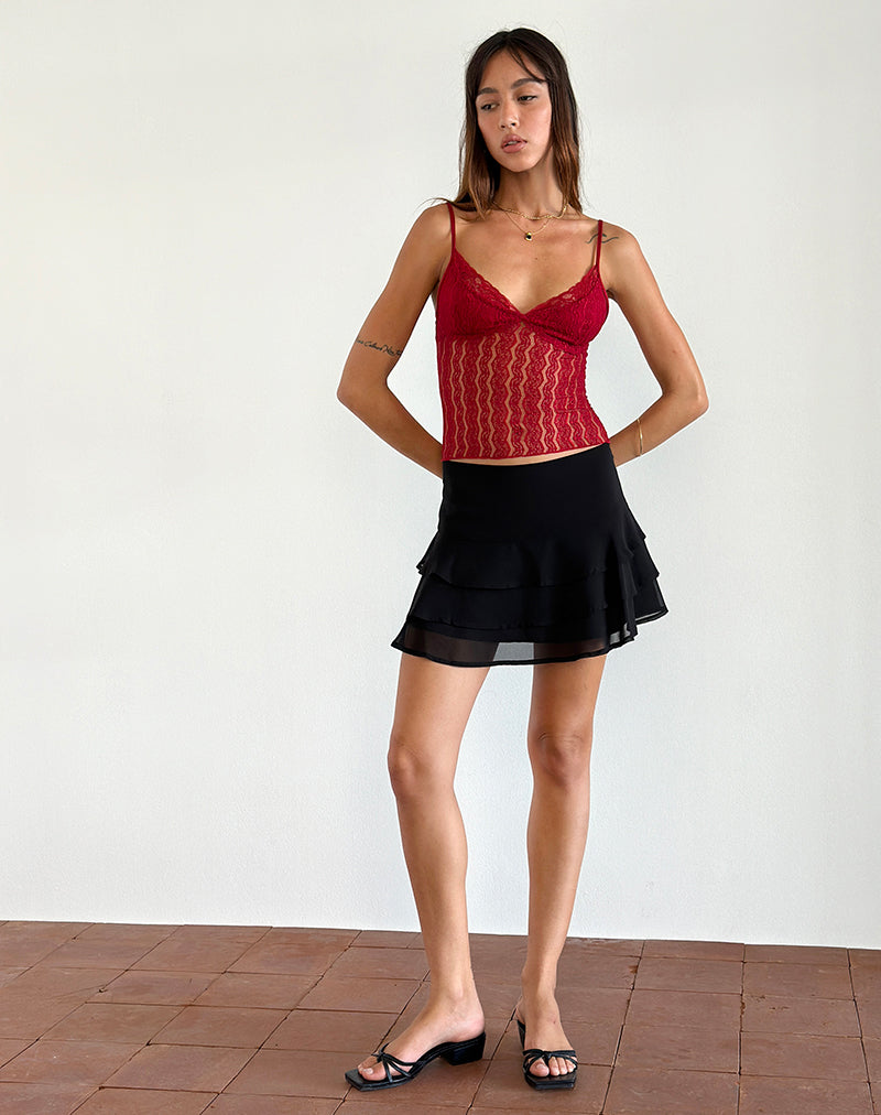 Immagine di Megara - Top con spalline in pizzo rosso a rete