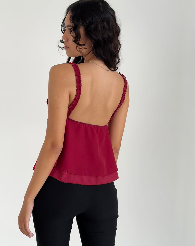Immagine di Melinda Frill Cami Top in chiffon rosso intenso