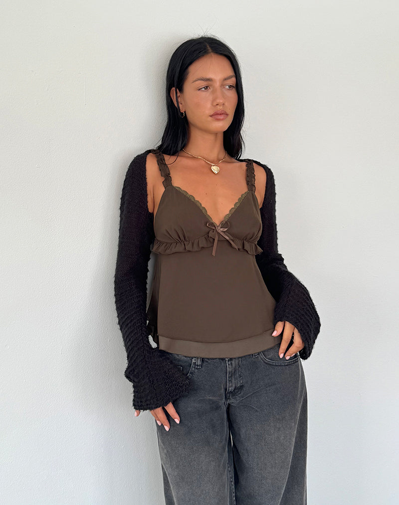 Immagine di Melinda Frill Cami Top in chiffon Olive