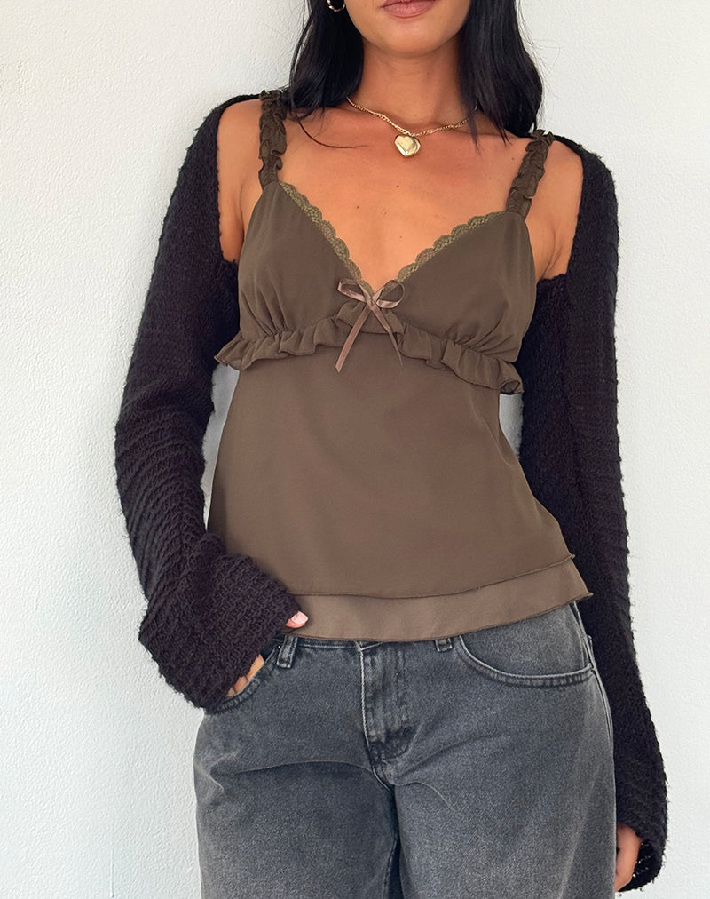 Immagine di Melinda Frill Cami Top in chiffon Olive