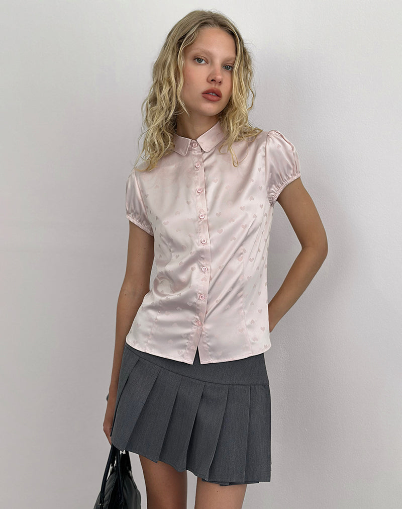 Camicetta Meline in raso jacquard rosa
