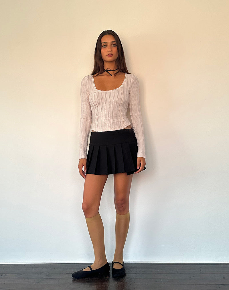 Immagine di Melissa - Top a manica lunga strutturato color pesca chiaro