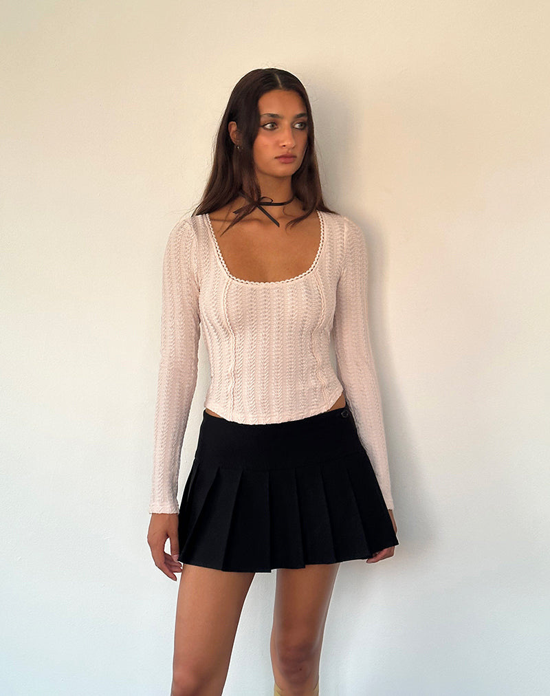 Immagine di Melissa - Top a manica lunga strutturato color pesca chiaro