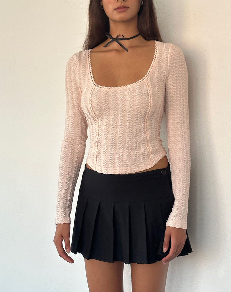 Melissa - Top a manica lunga strutturato color pesca chiaro