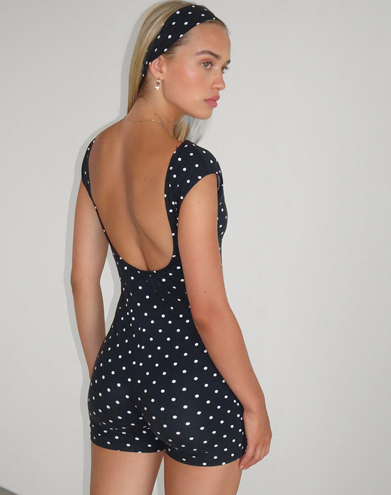 Immagine di Meredith Backless Playsuit in Polka Nero