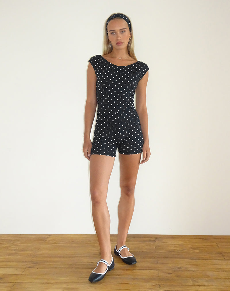 Immagine di Meredith Backless Playsuit in Polka Nero