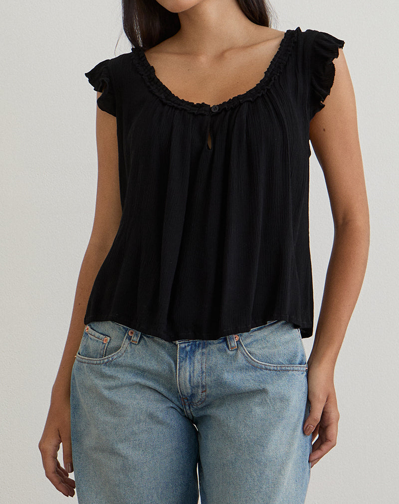 Merisso - Top con buco della serratura con scollo scoop - nero