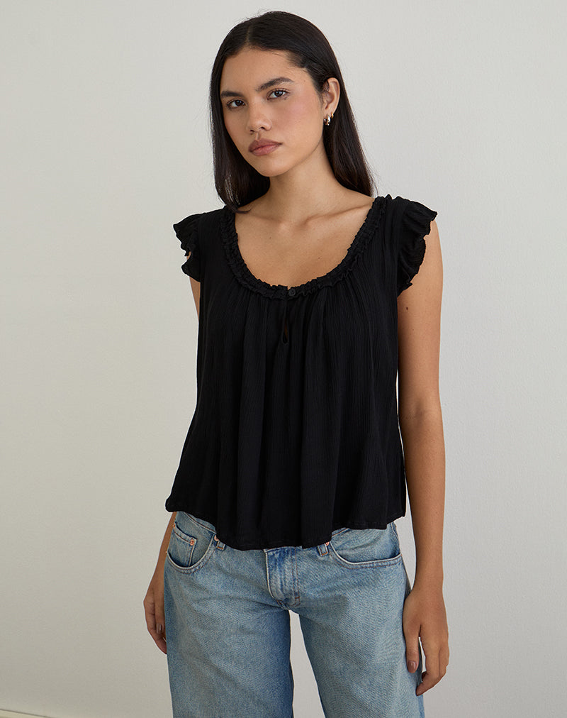 Merisso - Top con buco della serratura con scollo scoop - nero