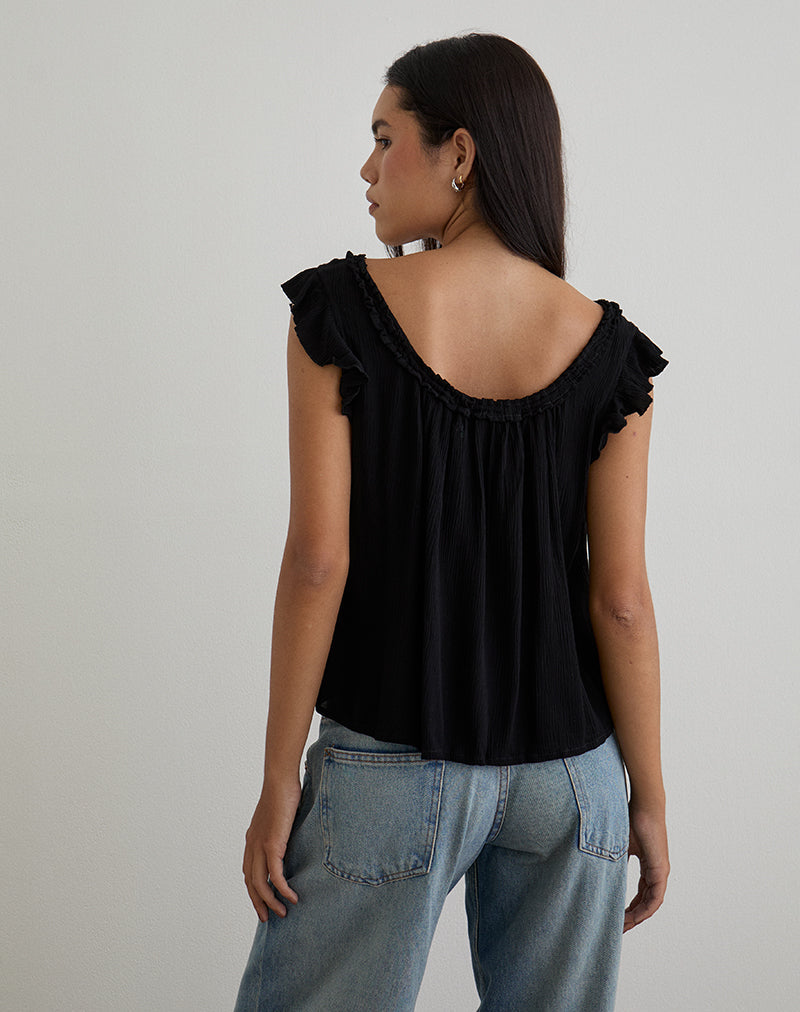 Immagine di Merisso Top con buco della serratura con scollo scoop, nero