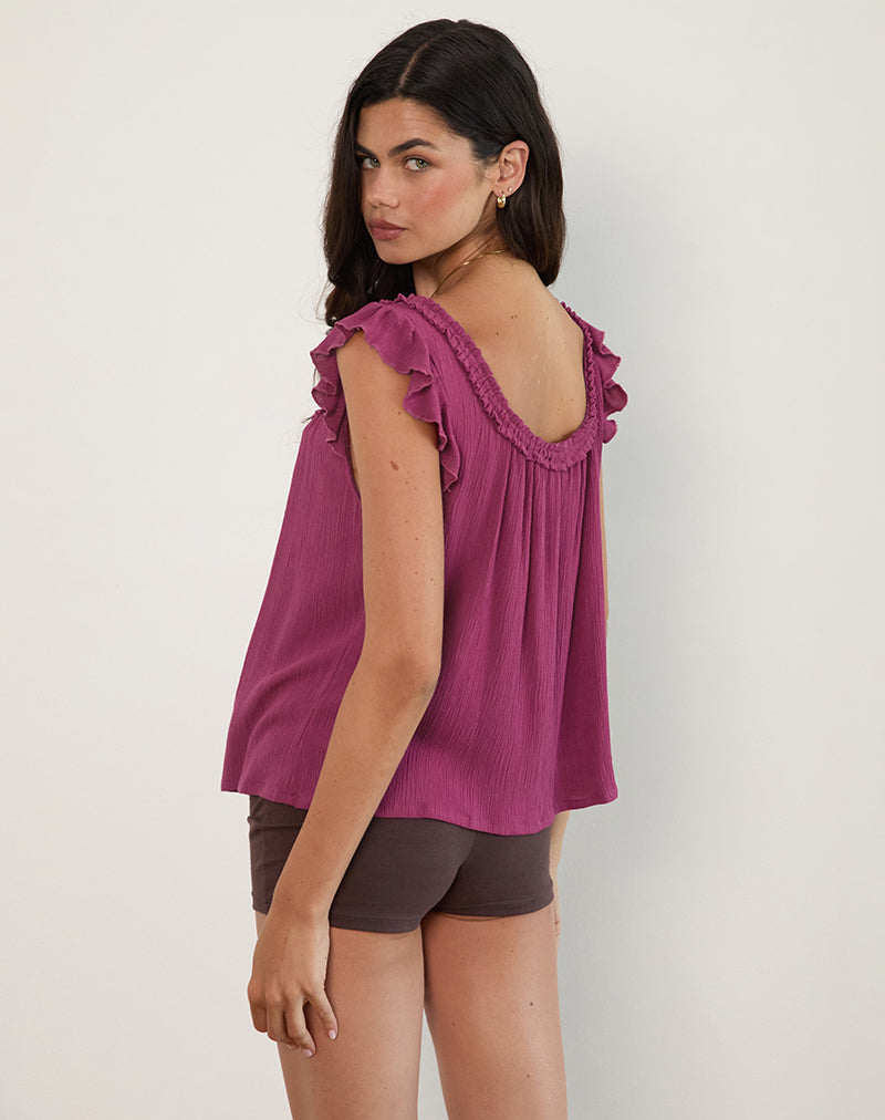 Immagine di Merisso Top con buco della serratura con scollo scoop Daco in Rose Burgundy