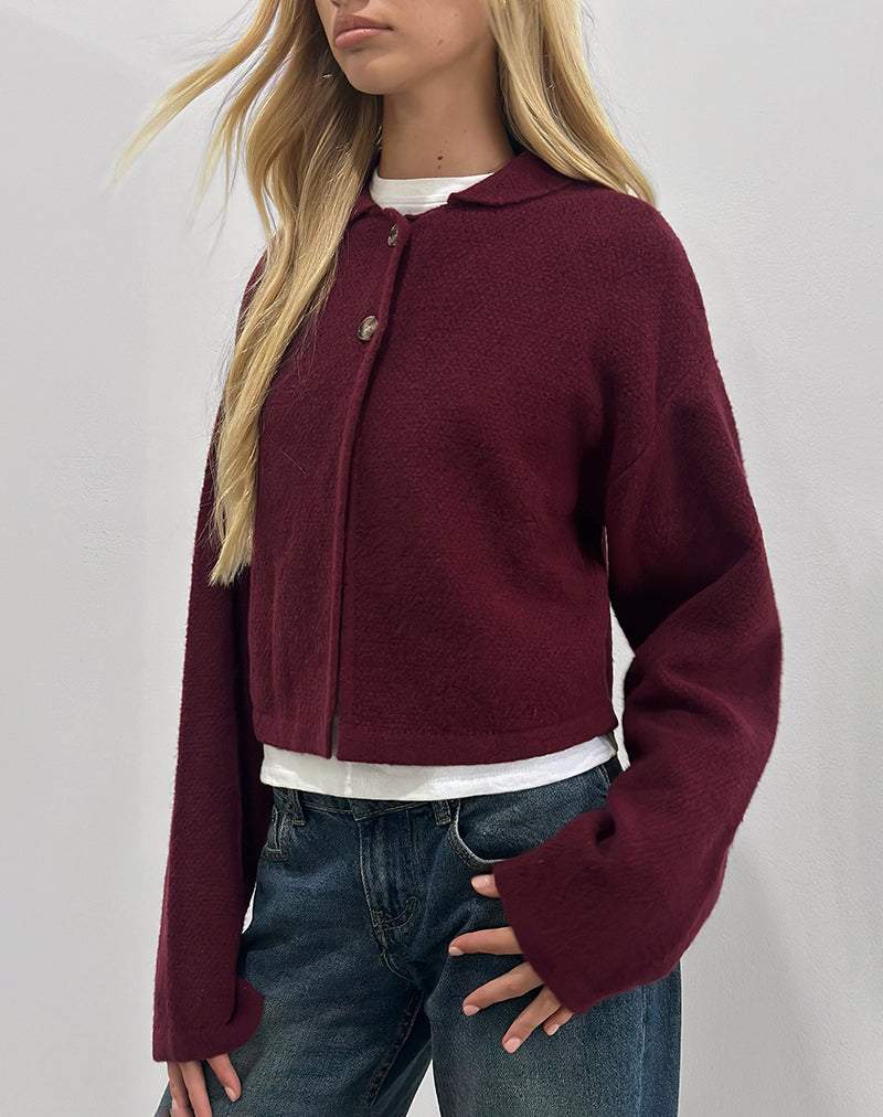 Immagine del cardigan Merril in maglia vino