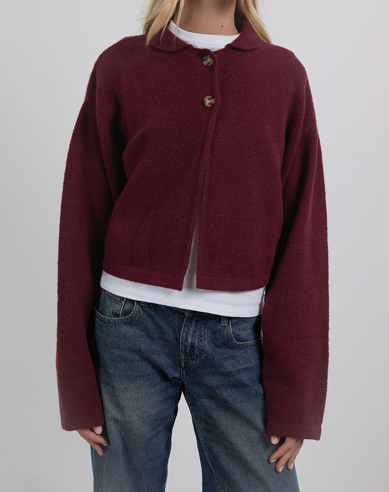 Immagine del cardigan Merril in maglia vino